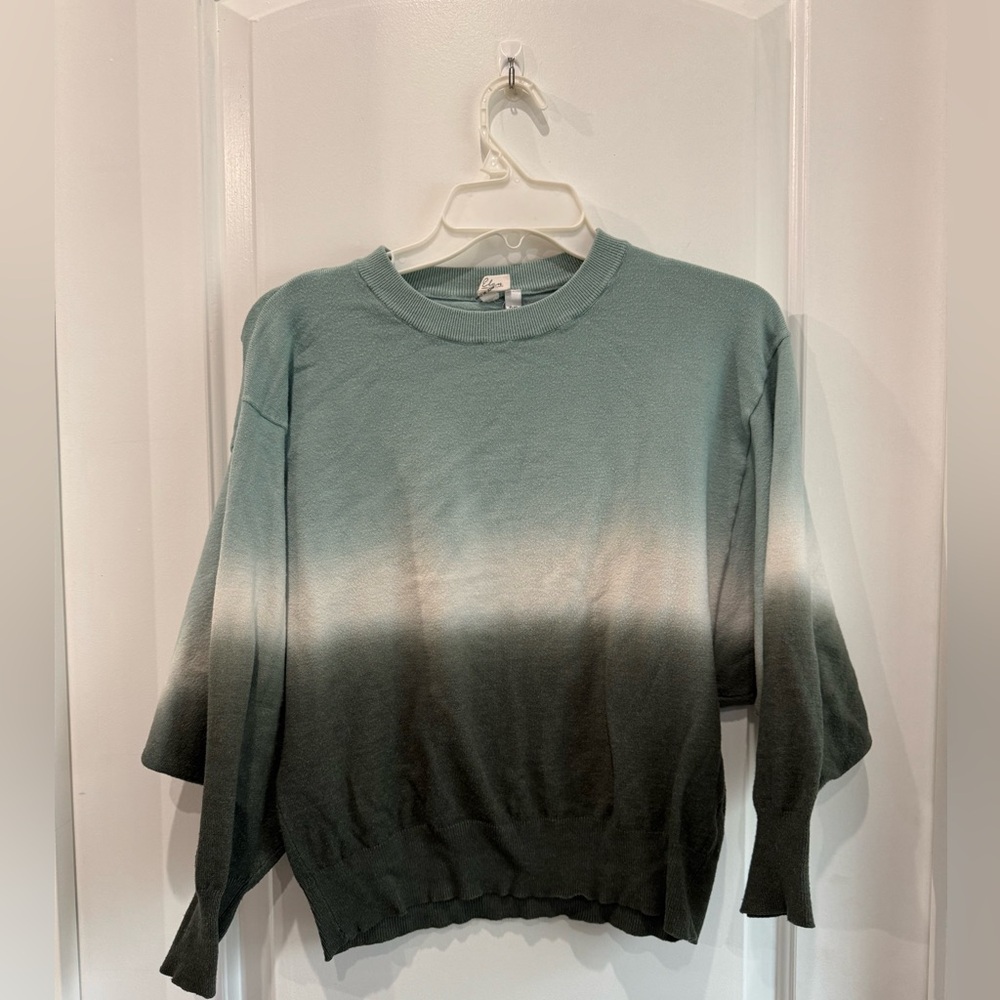 Elan Cropped Teal Ombré Sweater